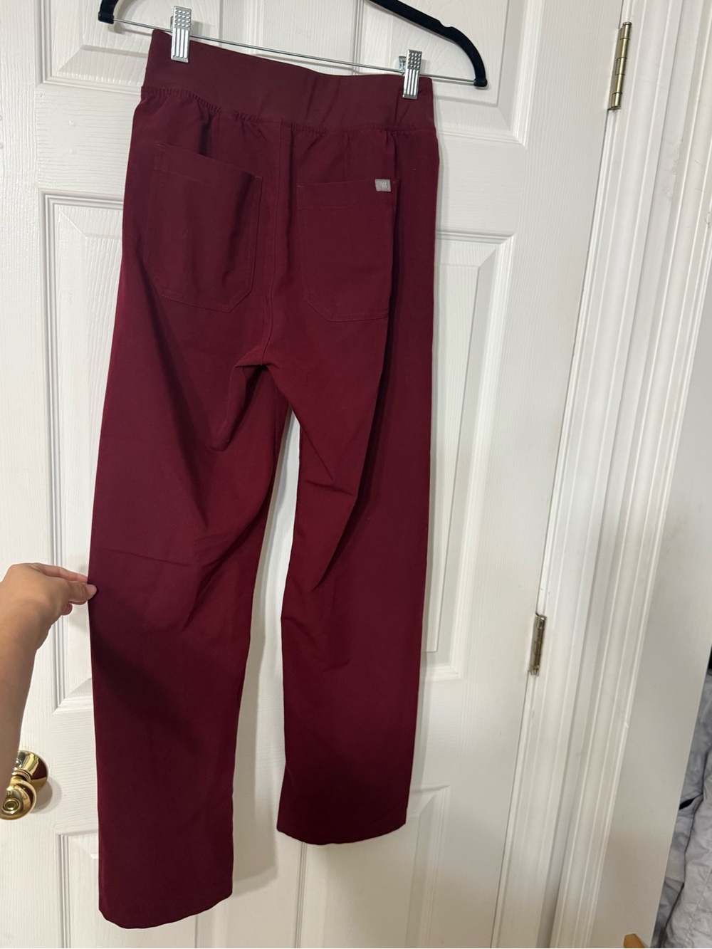 FIGS High Waisted Livingston Scrub Pants XS Petite Burgundy - Picture 3 of 6